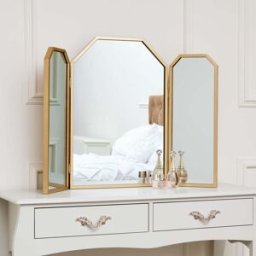 Gold Hexagon Triple Dressing Table Mirror 82cm x 59cm Material: Mirrors