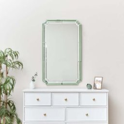 Rectangle Green Glass Art Deco Wall Mirror 60cm x 100cm Material: Mirrors