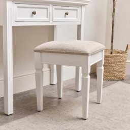 White Cushioned Dressing Table Stool - Daventry White Range Material: Furniture/Furniture Ranges/Daventry Range/Daventry White Range