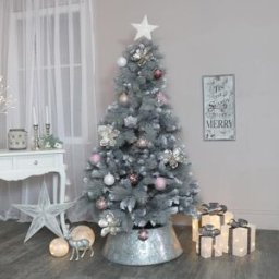 Large Grey & Silver Tipped Christmas Tree 6ft Material: Christmas
