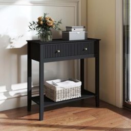 Black 2 Drawer Console / Dressing Table - Hales Black Range Material: Furniture/Furniture Ranges/Hales Range/Hales Black Range
