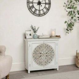 White & Wooden Two Door Sideboard Material: Furniture