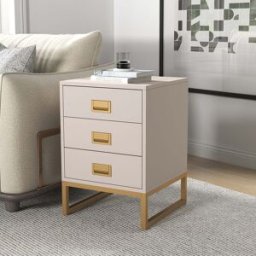 3 Drawer Bedside Table - Elle Stone Range Material: Furniture/Furniture Ranges/Elle Range/Elle Stone Range