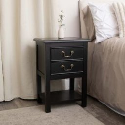 Black 2 Drawer Bedside Table with Shelf - Briggs Range Material: Furniture/Furniture Ranges/Briggs Range
