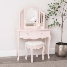 Pink Dressing Table, Mirror, Stool Set - Sophia Pink Range Material: Furniture/Furniture Ranges/Sophia Pink Range