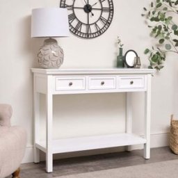 Large White 3 Drawer Sideboard Console Table - Daventry White Range Material: Furniture/Furniture Ranges/Daventry Range/Daventry White Range