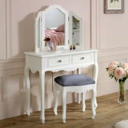 White Dressing Table, Mirror, Stool Set - Victoria Range Material: Furniture/Furniture Ranges/Victoria Range