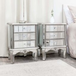 Pair of Mirrored Bedside Tables - Tiffany Range Material: Furniture/Furniture Ranges/Tiffany Range