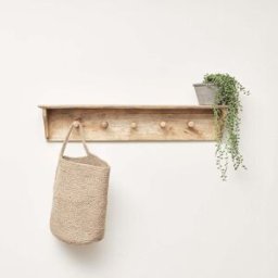 Mango Wood Wall Shelf with Hooks Material: Home Decor & Accessories/Shelves & Storage