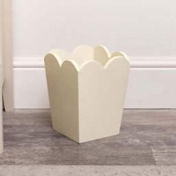 Cream Wooden Scalloped Edge Waste Paper Bin Material: Home Decor & Accessories/Baskets & Bins