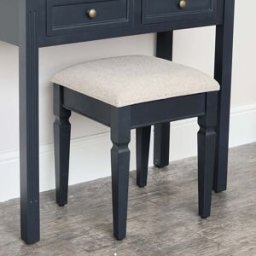 Navy Black Cushioned Dressing Table Stool - Daventry Navy Black Range Material: Furniture/Furniture Ranges/Daventry Range/Daventry Navy Black Range