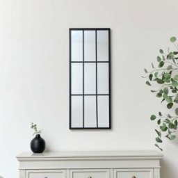 Large Matt Black Window Wall Mirror 94cm x 38cm Material: Mirrors