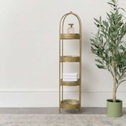 Antique Gold Four Tier Freestanding Shelf - 146cm Material: Home Decor & Accessories/Shelves & Storage