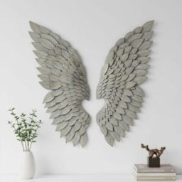 Pair of Large Grey Feather Effect Angel Wings - 48cm x 110cm Material: Home Decor & Accessories/Wall Art & Plaques