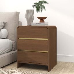Walnut Brown 3 Drawer Bedside Table - Meridian Walnut Range Material: Furniture/Furniture Ranges/Meridian Range/Meridian Walnut Range
