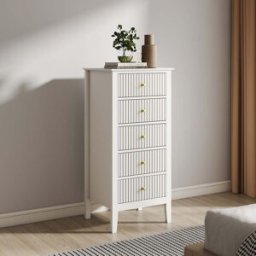 Tall 5 Drawer Bedside Table - Hales White Range Material: Furniture/Furniture Ranges/Hales Range/Hales White Range