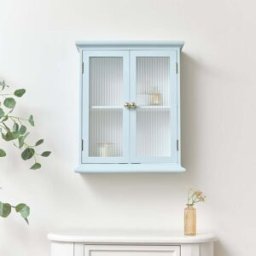 Duck Egg Blue Reeded Glass Wall Cabinet Material: Home Decor & Accessories/Shelves & Storage