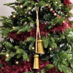Large Gold Metal Hanging Bells Christmas Tree Decoration - 50cm Material: Christmas
