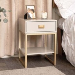 One Drawer Bedside Table - Elle Stone Range Material: Furniture/Furniture Ranges/Elle Range/Elle Stone Range