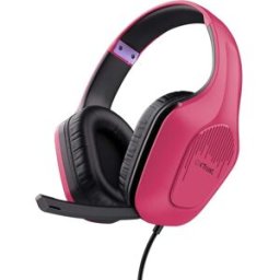 Trust Gaming GXT 415P Zirox Lightweight Over-Ear Gaming Headset, 50mm Drivers, 3.5mm Jack, Foldaway Mic, 2m Cable – Compatible with PC, Xbox, PS4, PS5, Switch, Mobile – Pink, New