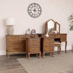 Wooden Dressing Table Set, 7 Drawer Chest of Drawers & Pair of 3 Drawer Bedside Tables - Pays Du Bois Range Material: Furniture/Furniture Ranges/Pays Range/Pays Du Bois Range