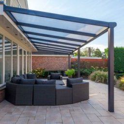 13 x 10 4.0m x 3.0m Deponti Bosco Veranda Black - Solar Control Polycarbonate Roof