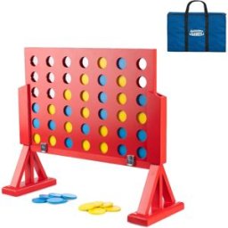 Grasshopper Games 4 in a Row Wooden Game Set 46 Discs Classic Four in a Line Includes Carry Bag Outdoor Family