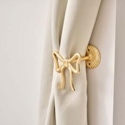 Set of 2 Gold Metal Bow Curtain Tie Backs Material: Home Decor & Accessories