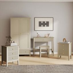 Double Wardrobe, Dressing Table, Stool & Pair of 3 Drawer Bedside Tables - Hales Taupe Range Material: Furniture/Furniture Ranges/Hales Range/Hales Taupe Range