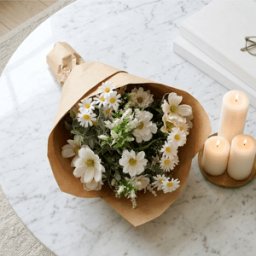 Faux Cream Florals & Daisies Mixed Bouquet