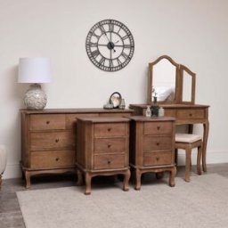 Dark Wood Dressing Table Set, Chest of Drawers & Pair of Bedside Tables - Ashwell Range Material: Furniture/Furniture Ranges/Ashwell Range