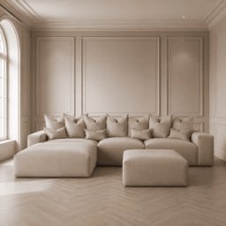 Lenox Mink Velvet Pillow Back Modular Sofa Range, Left Hand Facing Chaise End Sofa