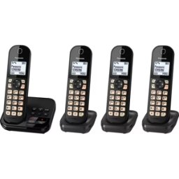 Panasonic KX-TGC464EB Cordless Phone – Quad Handsets, Black, New