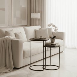 In Stock - Adele Black Tall Round Nested Metal Side Tables - Set of 2