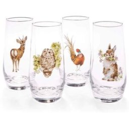 Wrendale Designs by Hannah Dale Set of 4 Animal Hi-Ball Glasses
