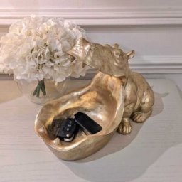 Gold Hippo Decorative Storage Bowl