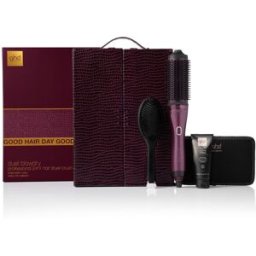 ghd Duet Blowdry in Cherry with Volume Forever and dressing brush
