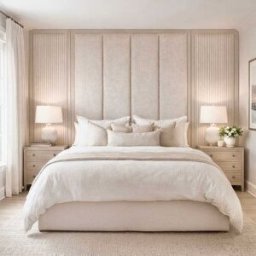 Harrington Natural Woven Channelled Headboard with Light Taupe Frame & Natural Striped Accent Wings, Double