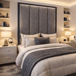 Harrington Graphite Woven Channelled Headboard with Petrol Frame, Double