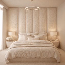 Harrington Cream Soft Teddy Channelled Headboard with Off White Frame & Wings, King