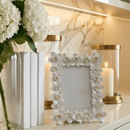 Aryane Cream & Gold 3D Flowers Photo Frame - 4x6