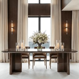 Calvin Dark Chocolate Dining Table with Ceramic Marble Top