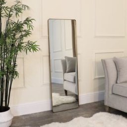 Large Brushed Gold Wall & Leaner Mirror 47cm x 142cm Material: Mirrors