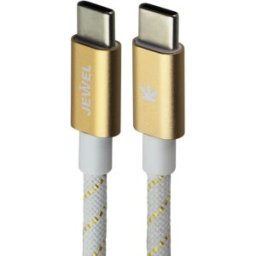 JEWEL (4Ft) USB-C to USB-C Charging Cable - White/Gold
