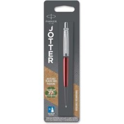 Parker Jotter Ballpoint Pen: Kensington Red with Chrome Trim Medium Blue Ink