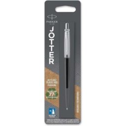 Parker Jotter Ballpoint Pen: Bond Street Black with Chrome Trim Medium Blue Ink