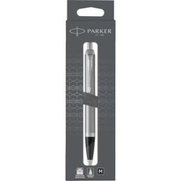 Parker IM Ballpoint Pen: Brushed Metal with Chrome Trim Medium Point Black Ink