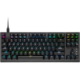 Corsair K60 PRO TKL RGB Optical-Mechanical Gaming Keyboard Tenkeyless – OPX Switches, Brushed Aluminium Structure, Removable USB Type-C Cable – UK Layout, QWERTY – Black