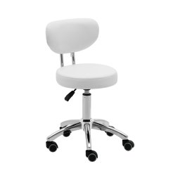 Roller Stool with Backrest - 46 - 60 cm - 150 kg - white