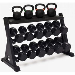 nikestrength Nike Strength Dumbbell & Kettlebell Set with Rack â€“ Black â€“ Heavy